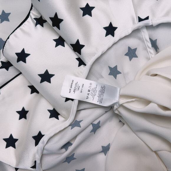 Self-portrait Women's White Frilled Satin Star Dress (US 4) - Picture 11 of 12